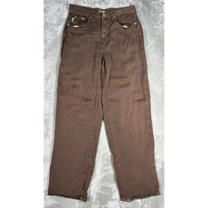 VTG Pulp Pants Womens Sz 12 brown 100% Junlon‎ Made In USA Polynosic